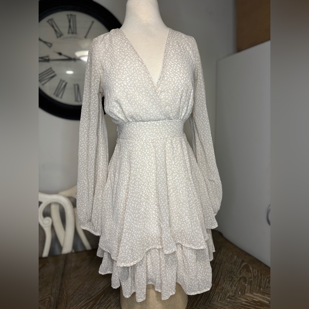 White Long Sleeve Wrap Dress